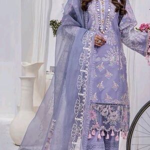 Elegant Lavender Embroidered Suit